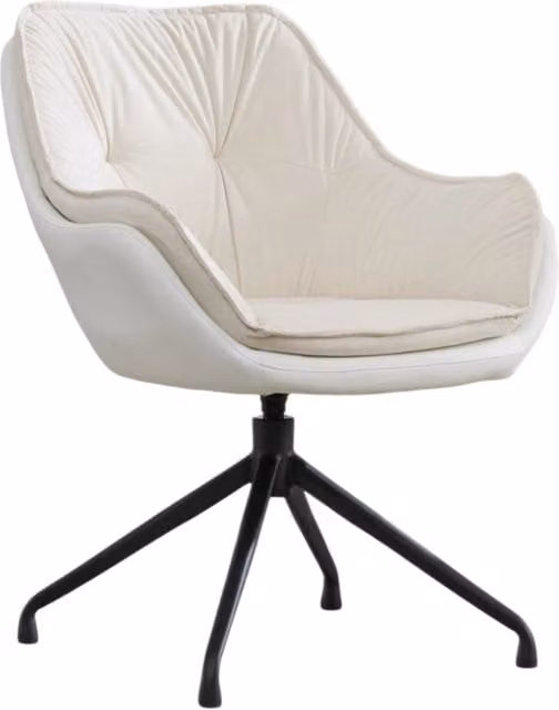 Sedia da ufficio girevole moderna in similpelle beige con ritorno automatico e struttura in metallo