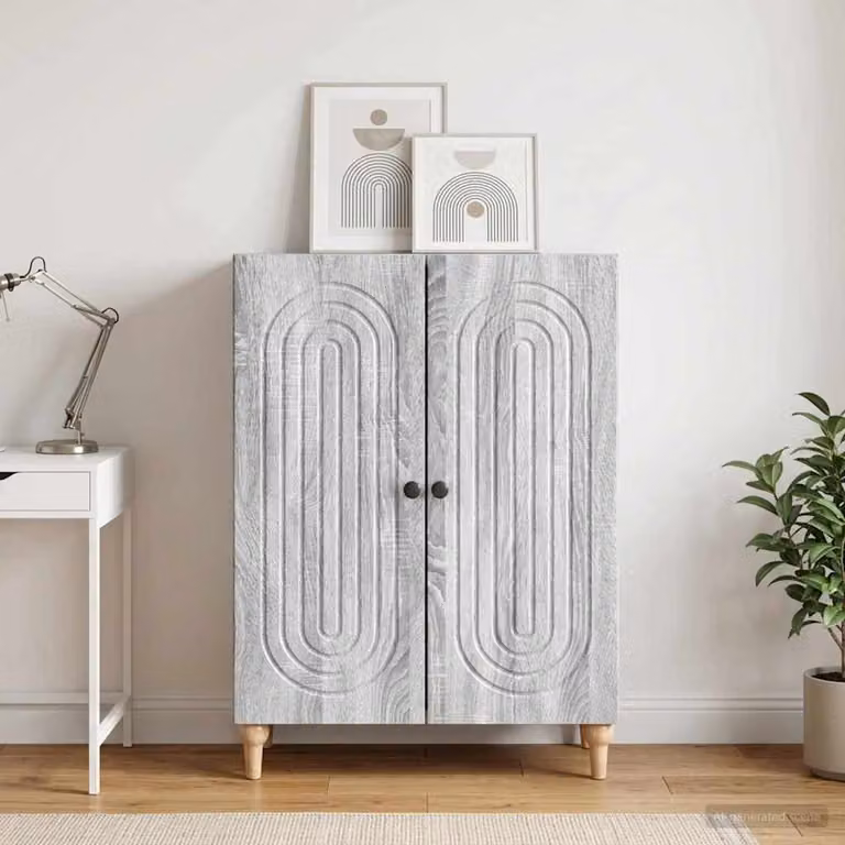 Credenza moderna vidaXL in legno ingegnerizzato grigio Sonoma, L: 66 cm, P: 34,5 cm, H: 90 cm