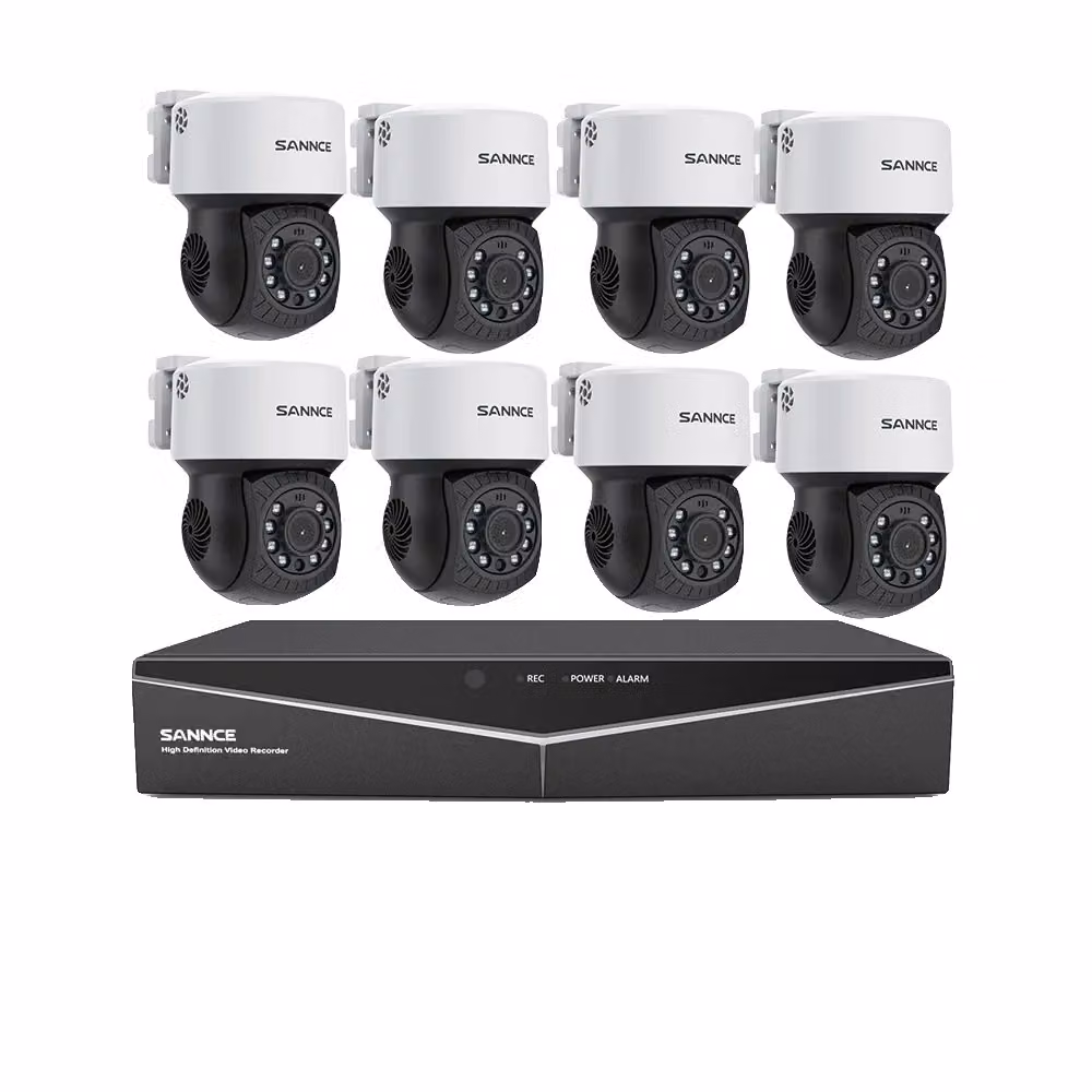 Sistema di videosorveglianza SANNCE, risoluzione 2MP, visione notturna 30m, 8ch con telecamera 8 pz, 4T