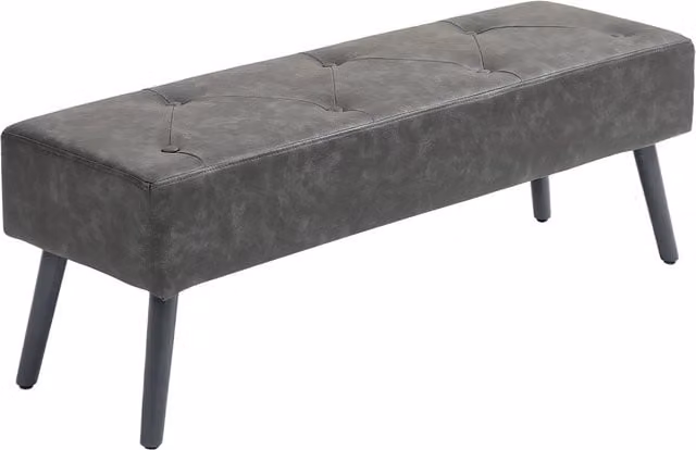 Pouf Minimal grigio in ecopelle con struttura in legno L: 114 cm, P: 38 cm, H: 42 cm – 1