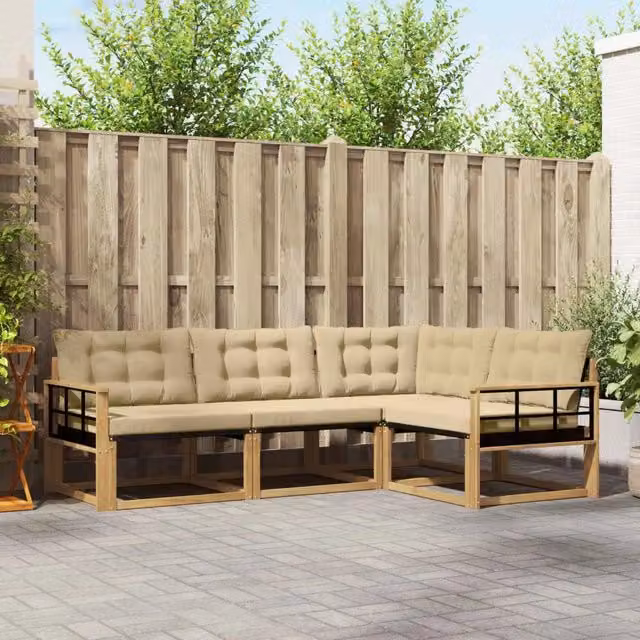 Set di divani da esterno 4 pz Bianco e Beige 3388643