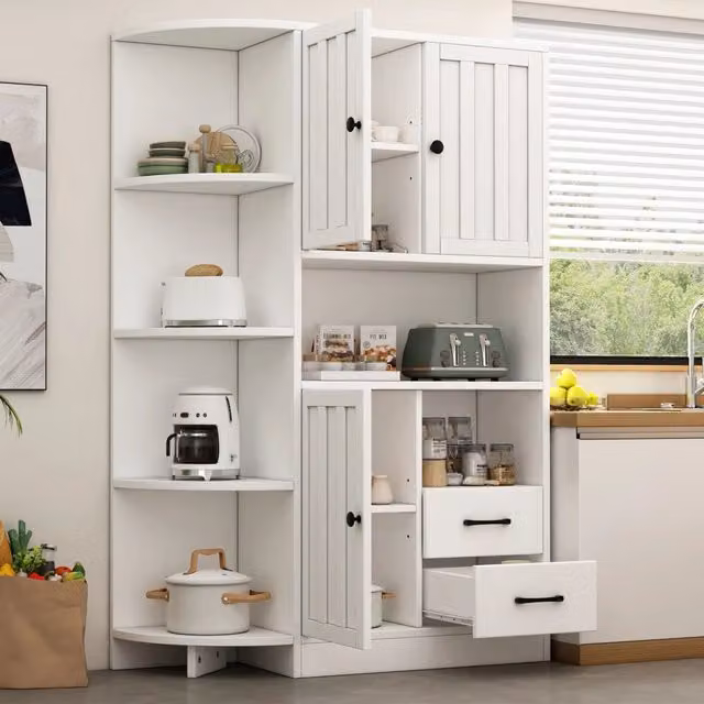 Armadio angolare Minimal con ante e cassetti bianco L/P/H: 104 x 35 x 155 cm – 1