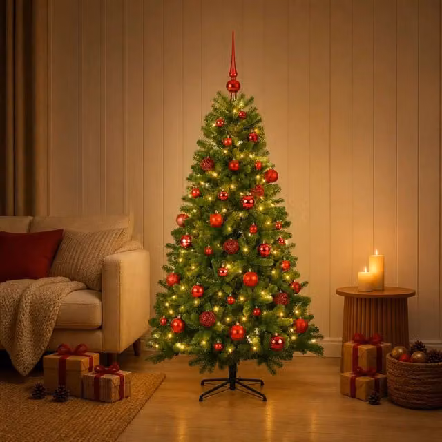 Albero di Natale artificiale con palline 150 cm 150 LED 3461406