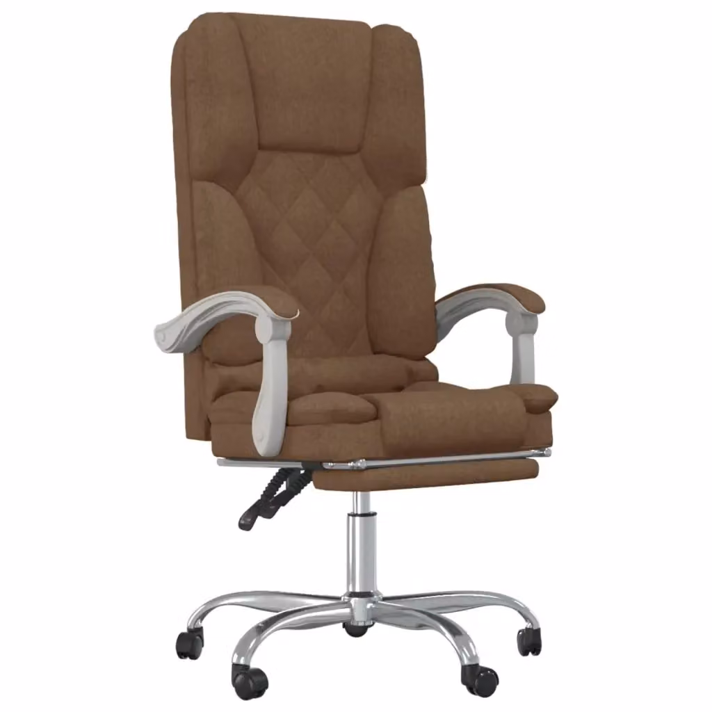 Sedia da ufficio executive vidaXL reclinabile e girevole a 360 gradi in tessuto marrone con poggiatesta e braccioli – 2