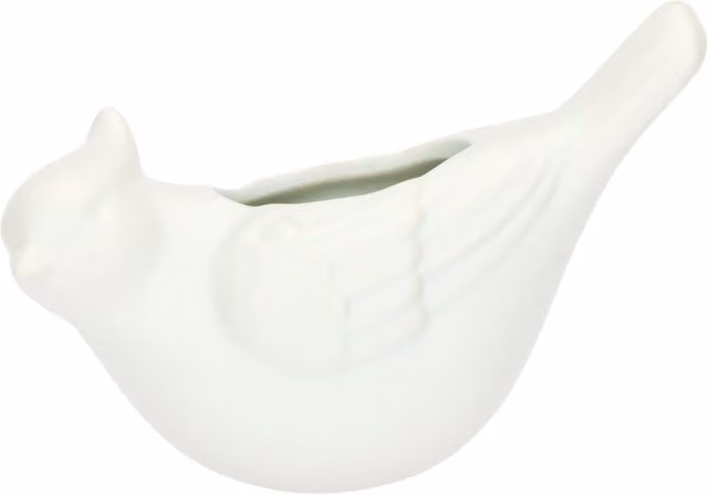 Cachepot da parete in ceramica Thun con decorazione uccellino verde menta e bianco