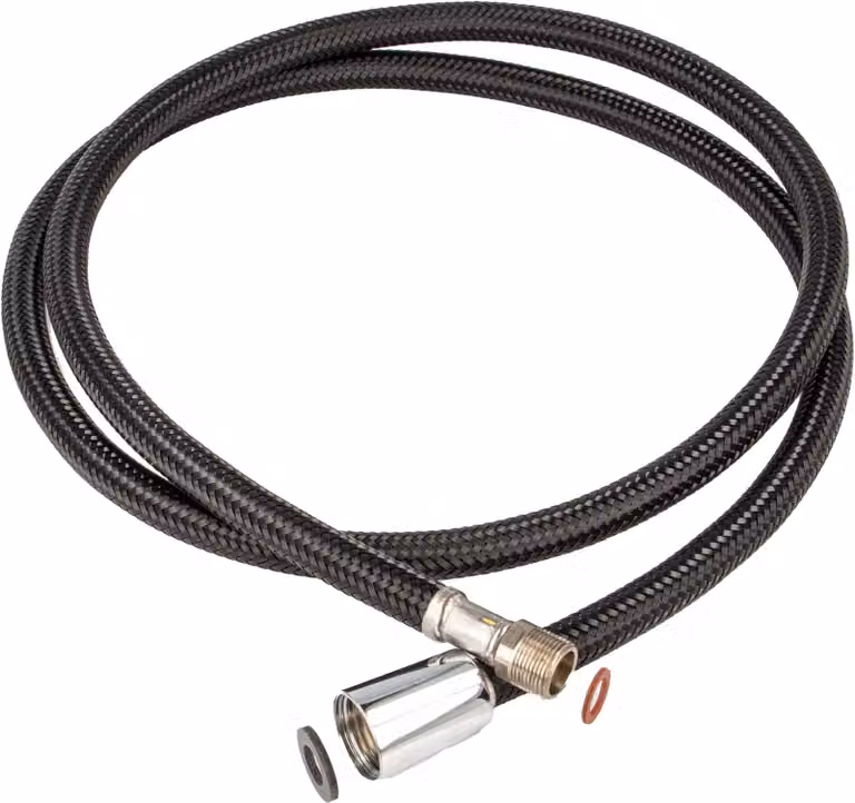 tecuro tubo doccia di ricambio per cucina M15/1 x 1/2 pollice dado conico x 150 cm - nylon nero