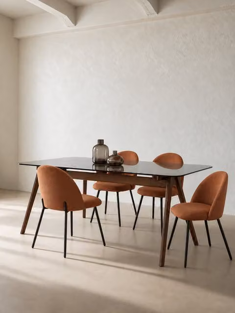 Set tavolo da pranzo 160 Must + 4 sedie terracotta Tall - Kenay Home