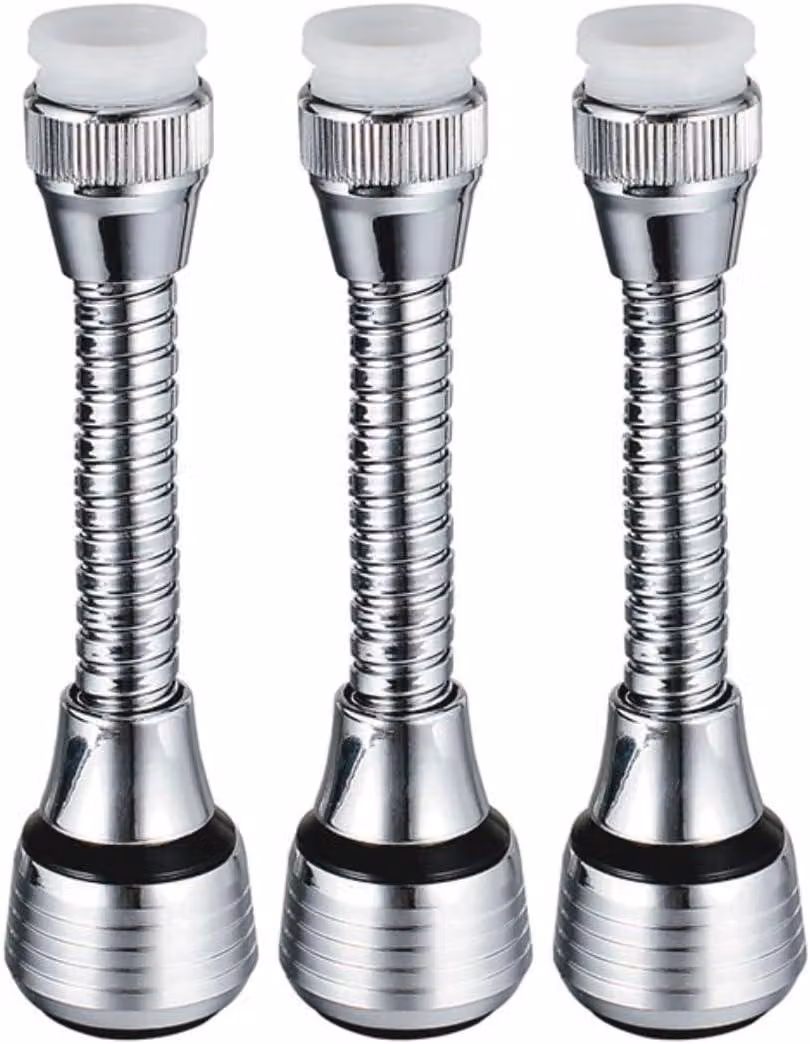 Set di prolunghe per rubinetti, composto da 3 pezzi, lunghezza 14 cm, rotazione a 360 gradi, adatte per cucina e bagno