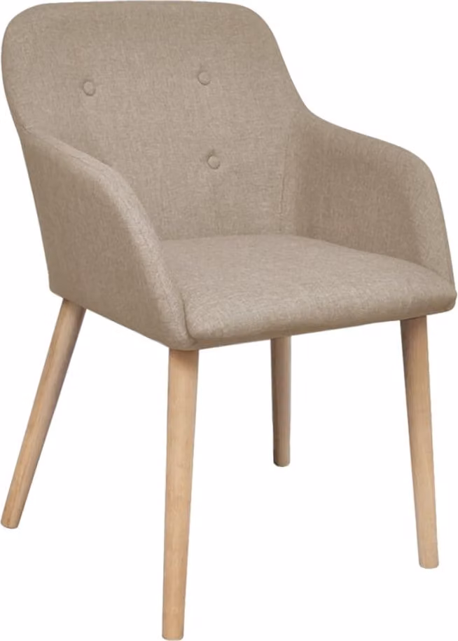 vidaXL Sedie da pranzo 2 pz. Tessuto beige e legno massiccio di quercia