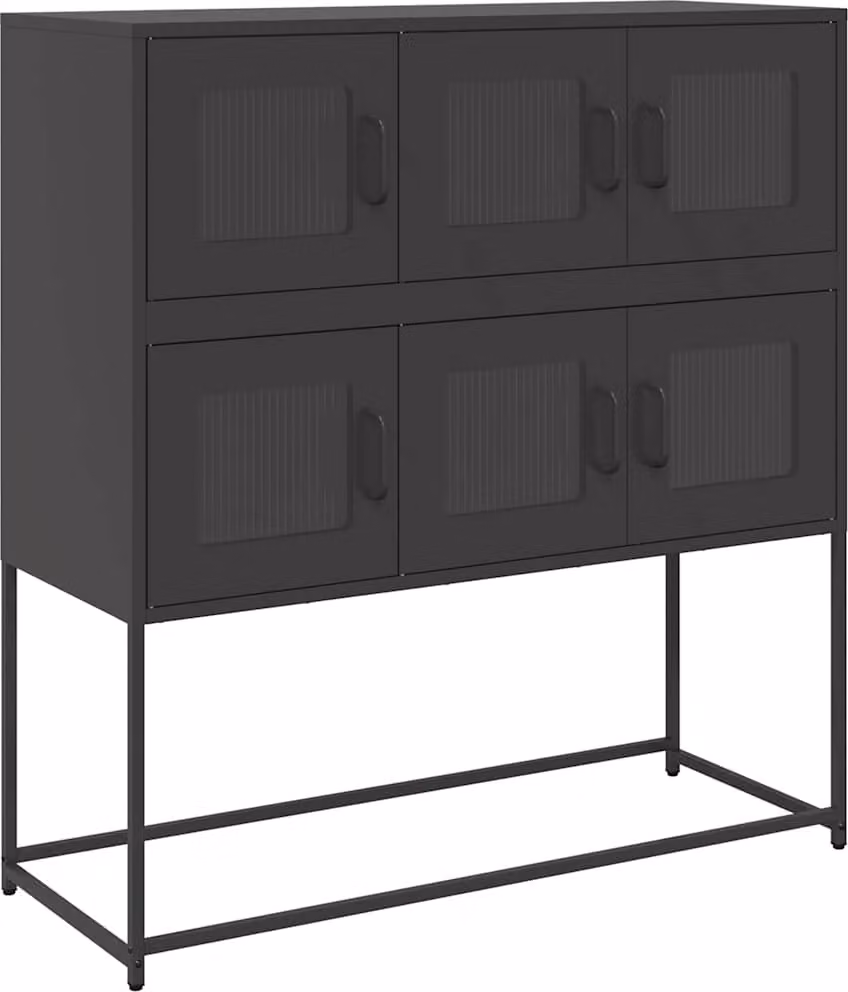 Credenza Nera 100,5x39x107 cm in Acciaio Laminato a Freddo