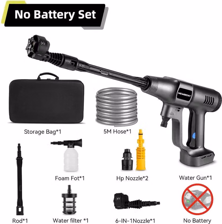 Idropulitrice a batteria - 18 V senza spazzole - 200 bar - 3500 W - Ugello 6 in 1 - 3 livelli - Senza batteria - Verde