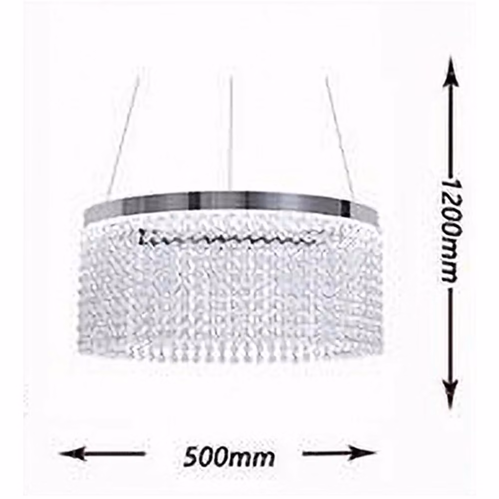 Lampadario a Sospensione LED Trade Shop Traesio con Cerchio e Pendenti in Cristallo, Luce Fredda 8000K, Colore Argento – 2