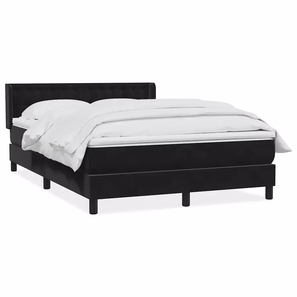 Letto Ibrido con Giroletto a Molle e Materasso vidaXL in Velluto Nero e Bianco L/P/H: 163 x 213 x 88 cm – 2
