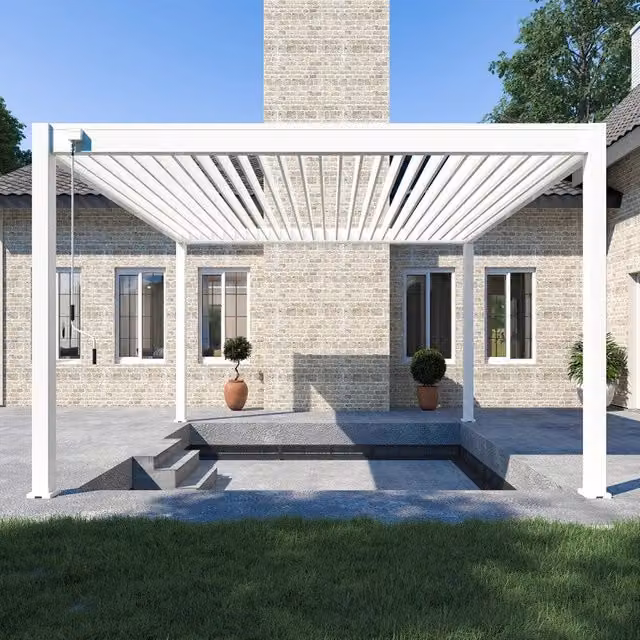 Pergola bioclimatica autoportante Ombrea VS Bianco L: 4 m x P: 4 m