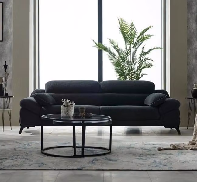 Wohnzimmer Sofa Couch Modern Dreisitzer Modern Polster Sitz Designer Schwarz