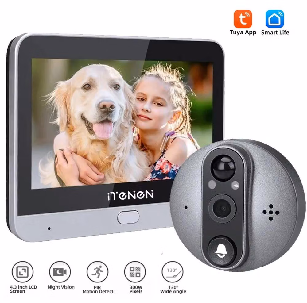Videocitofono wireless - Telecamera da 3 MP - Wi-Fi a 2,4 GHz - Compatibile con Tuya Smart - Display a colori - Funzione di intercomunicazione - Alimentazione a batteria