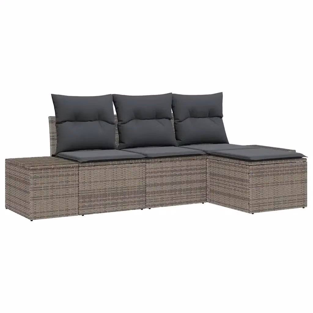 Set Divano da Giardino vidaXL a L con Tavolino e Pouf, 4 Pezzi, Grigio – 2