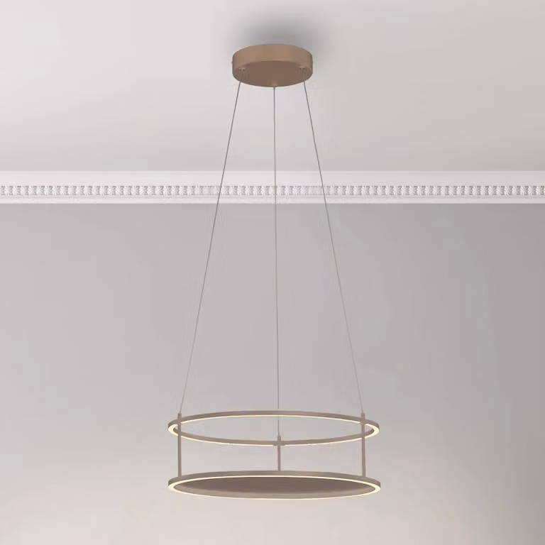 Paul Neuhaus Lampada LED a sospensione Conni di Neuhaus, color sabbia, Ø 50 cm Conni, dimmerabile, Crema / Ambra, Soggiorno / Sala da pranzo, Metallo, Moderno