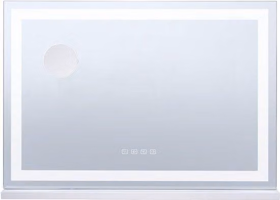 Specchio da trucco grande con 3 illuminazioni colorate, ingrandimento 5x, porta USB, 31,5 x 21,7 pollici, colore bianco