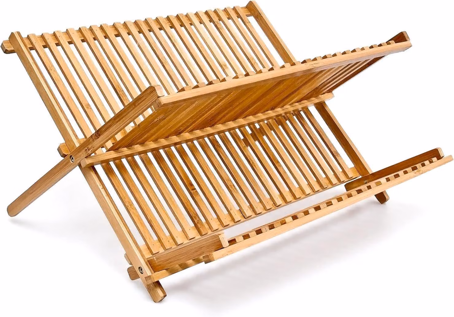 Sgabello per asciugare stoviglie - 24,5 x 42 x 33 cm - Bambù - Portaoggetti per piatti e tazze - Scolapiatti - Naturale