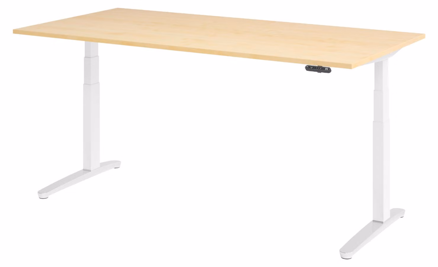 Scrivania elettrica bümö XBHM - Decorazione: acero, dimensioni: 200 x 100 cm, struttura: bianco/alluminio lucido