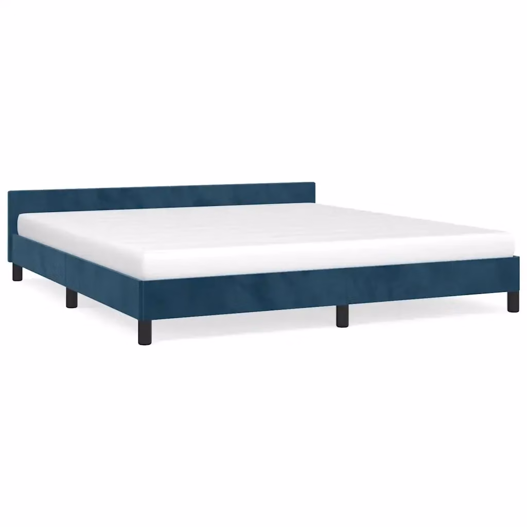 vidaXL Giroletto senza Materasso in Velluto Blu Scuro L/P/H: 160 x 200 cm – 2