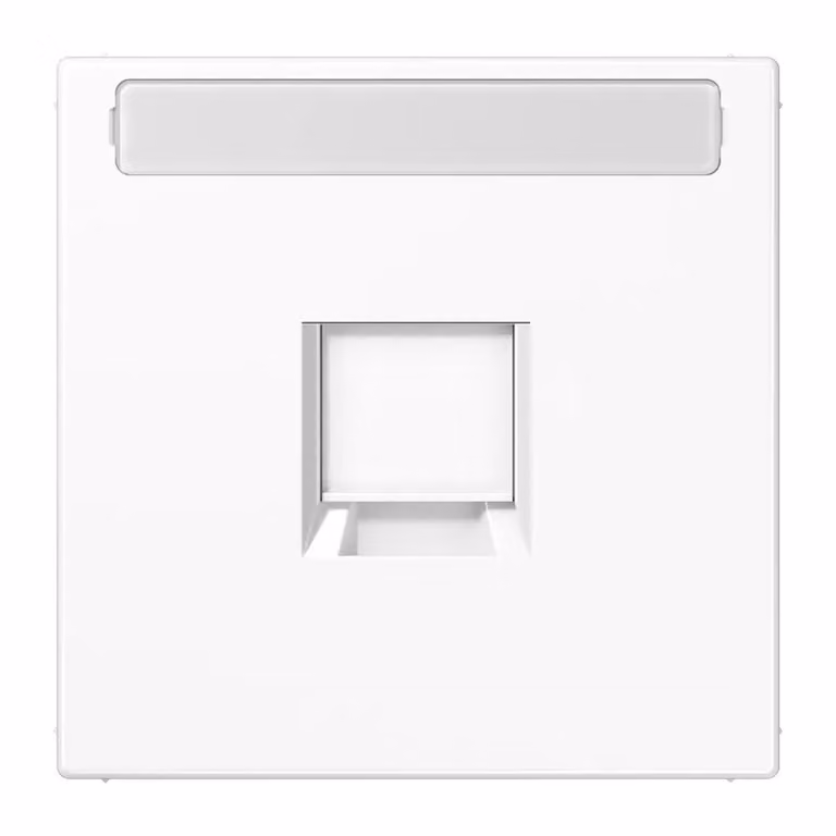 Coperchio Jung (a scatto) per prese jack modulari a 1 canale, EMT, AMP, MTRJ, con campo di scrittura, termoplastica, serie LS, bianco alpino LS1969-15NAWEWW