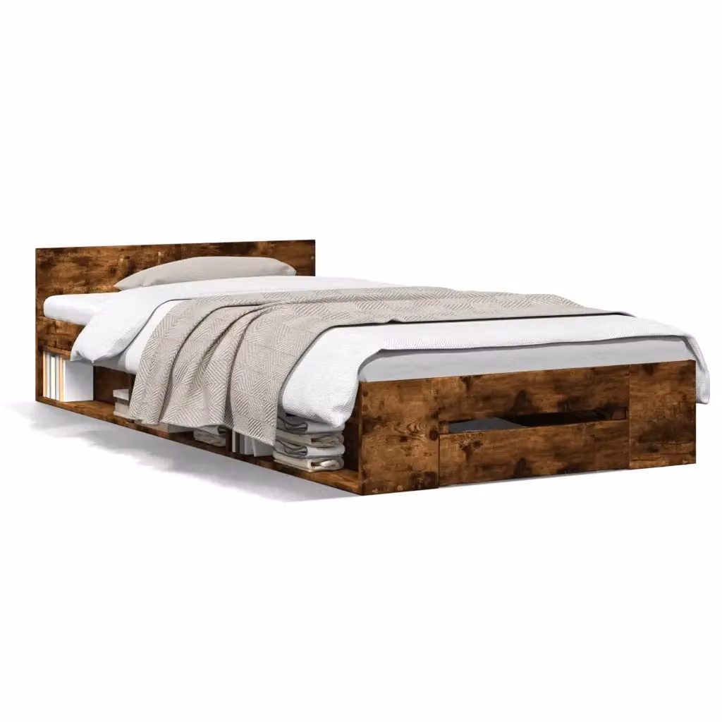 vidaXL Giroletto con Cassetto in Legno Rovere Fumo, L/P/H: 100 x 200 x 45 cm – 2