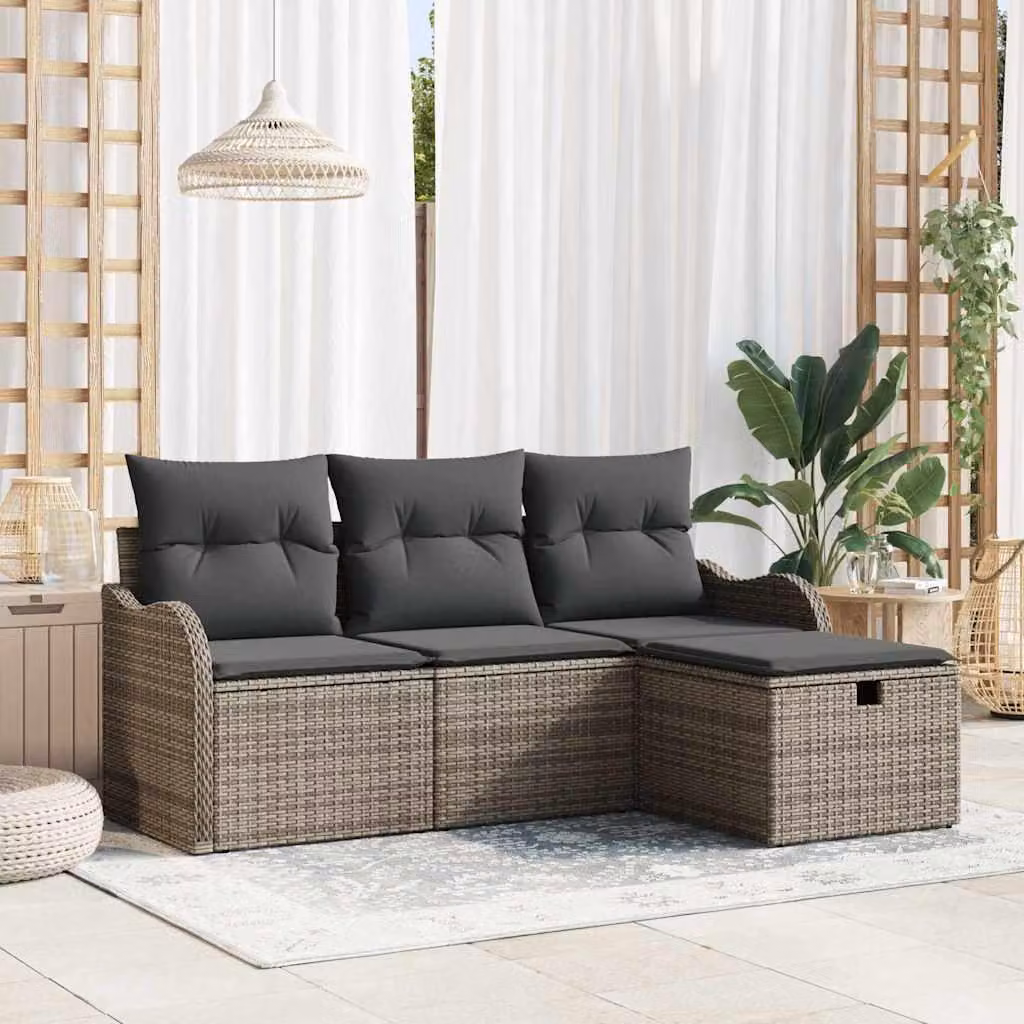 Maison Exclusive - Set da giardino composto da 4 pezzi, divano in rattan sintetico