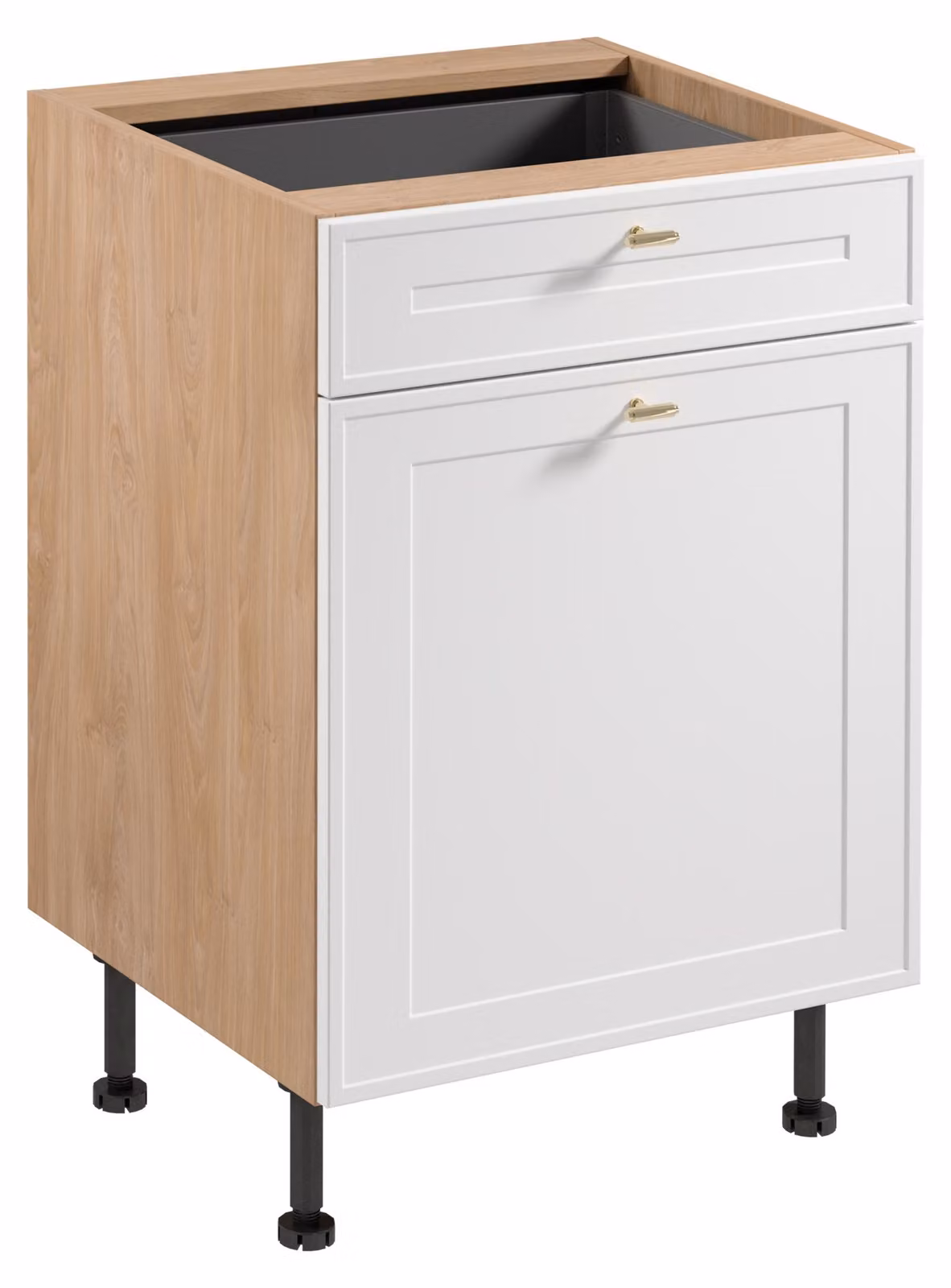 Mobile base con cassetto SALERNO - larghezza 60 cm, rovere / bianco + credenza in omaggio