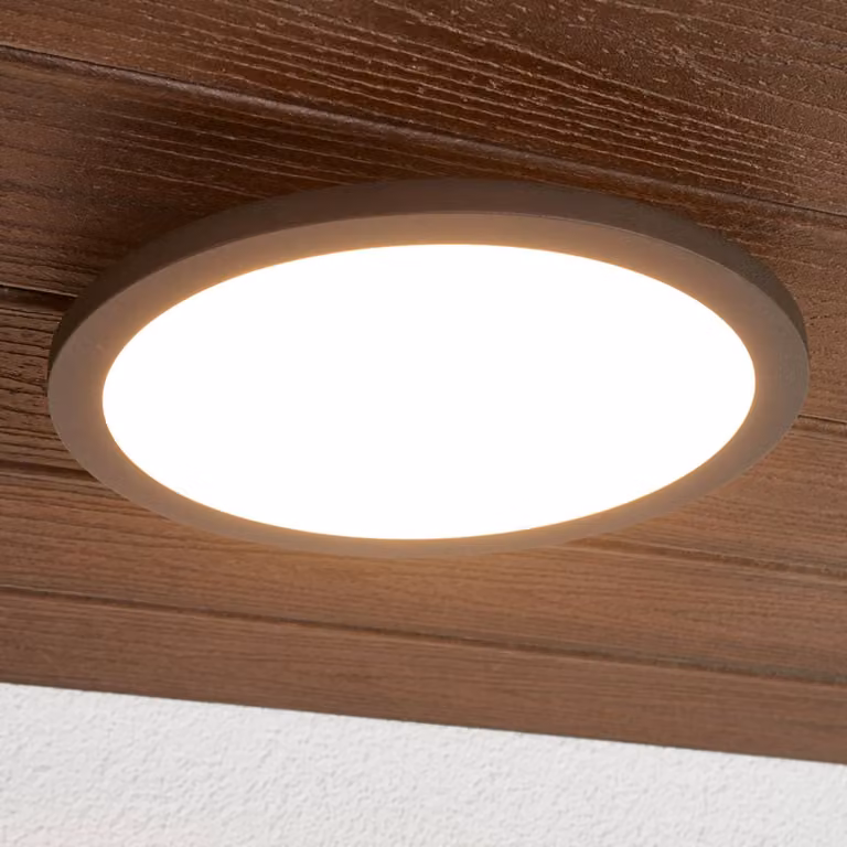 Lucande plafoniera LED da esterni Malena, rilevatore di movimento, IP65 Malena, Nero, Alluminio, Moderno, Plafoniere LED