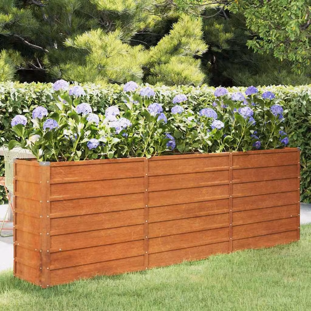 Letto rialzato da giardino vidaXL in acciaio Corten color ruggine L: 240 cm, P: 40 cm, H: 77 cm