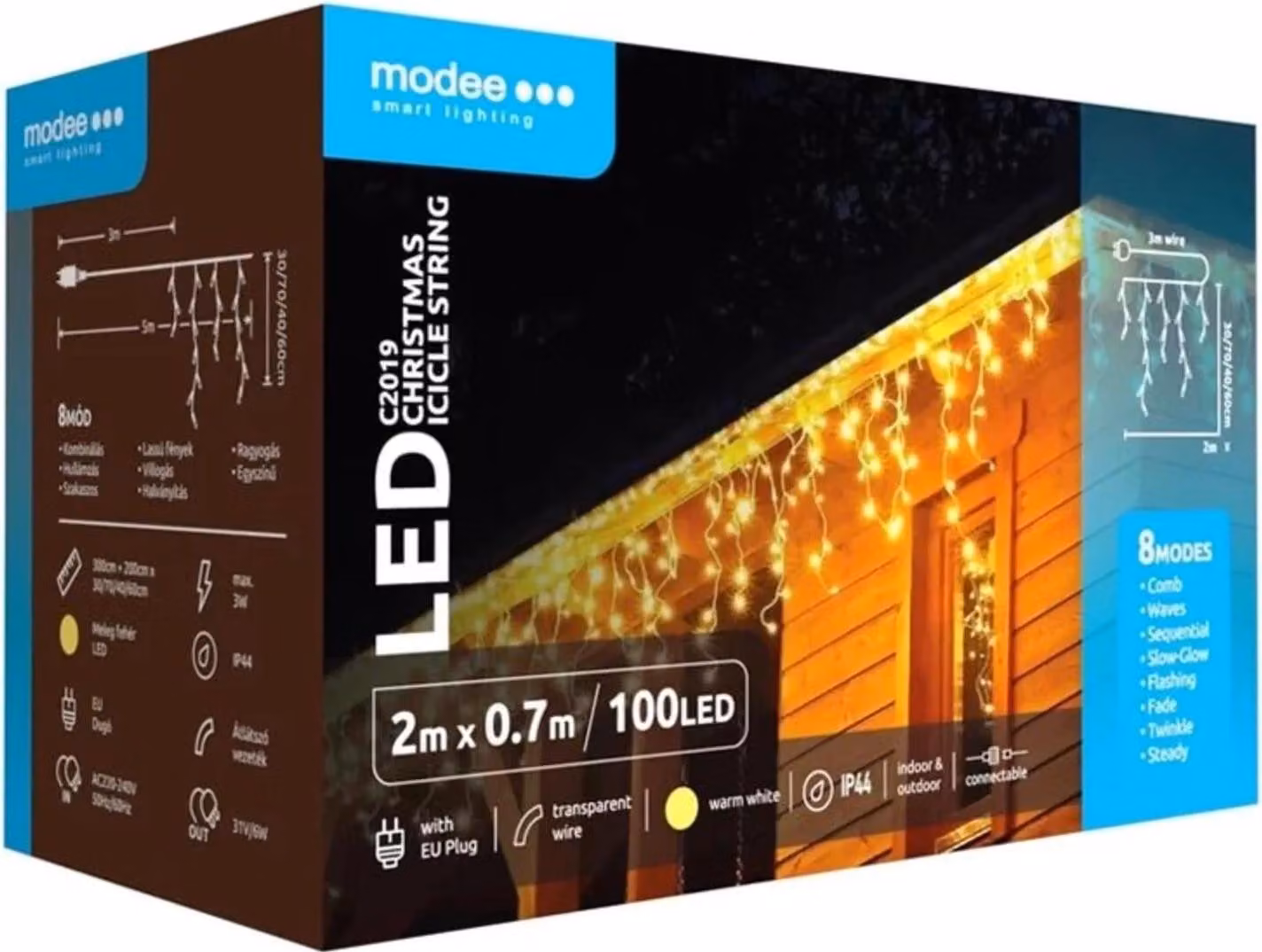 Modee Lighting Catena di Natale a LED 100LED 2m catene da 70cm