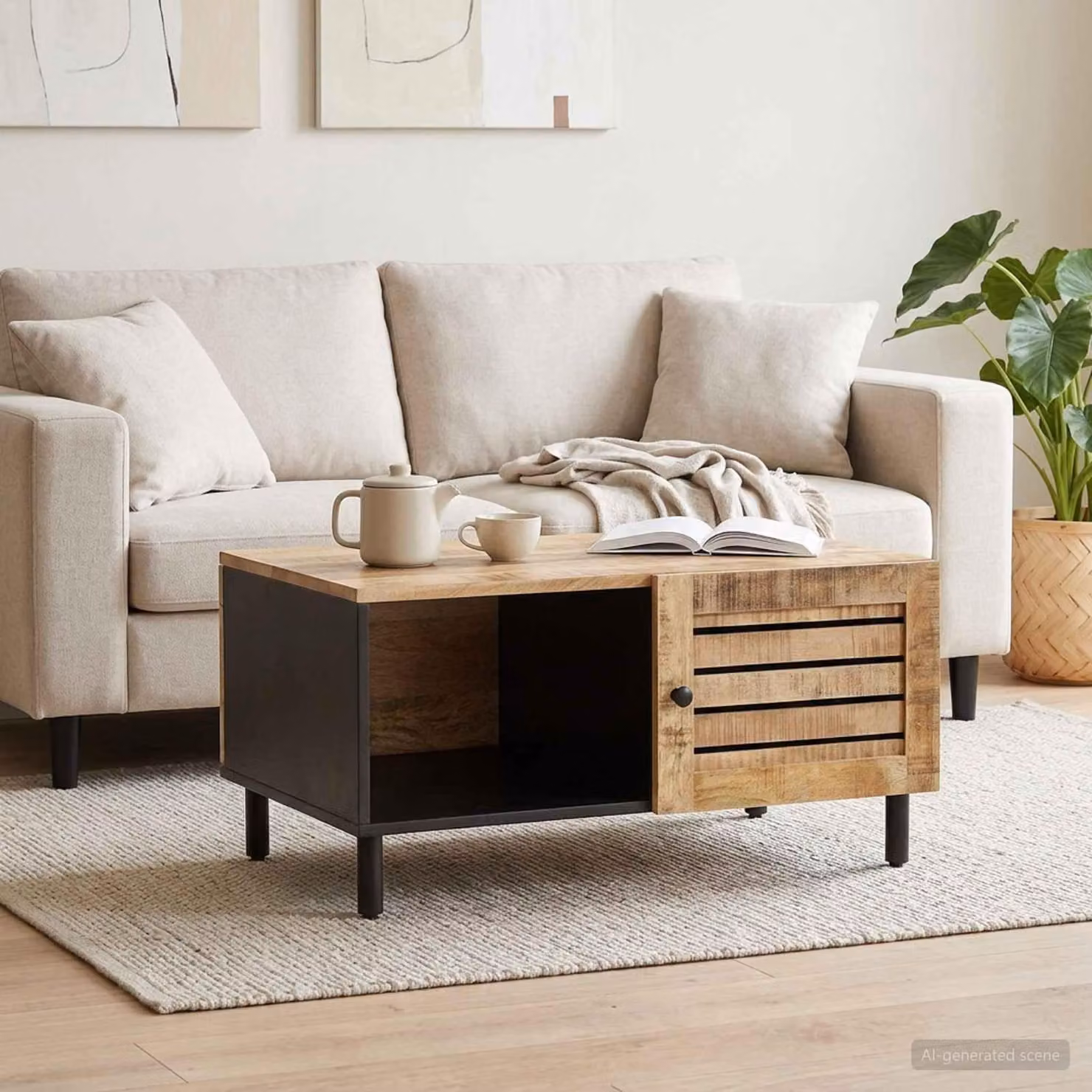 Maison Exclusive - Tavolino da caffè in legno massello di mango, naturale, 80 x 50 x 40 cm