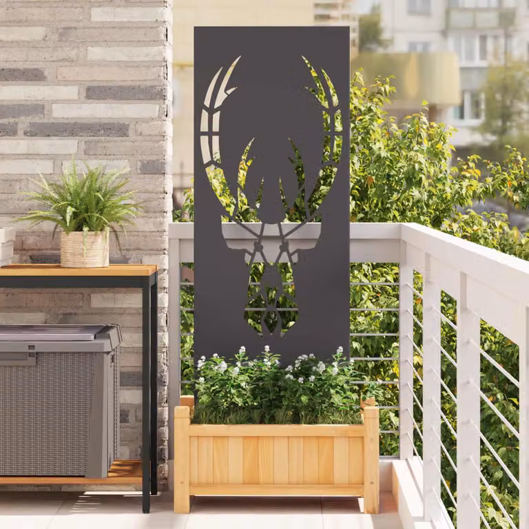 Paravent per privacy in giardino vidaXL in acciaio nero, L: 50 cm, H: 140 cm