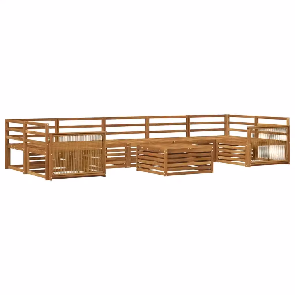 Set di divani da esterno moderno vidaXL in legno di acacia massello, 8 pezzi, colore marrone – 2