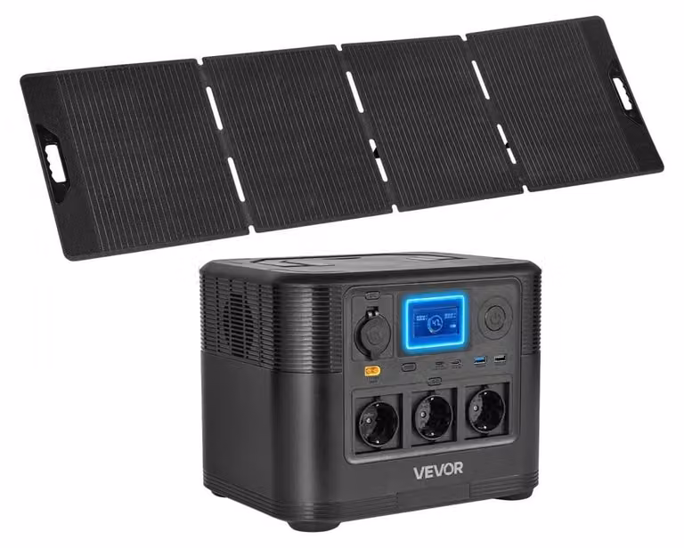 Centralina portatile da 200 W con pannello solare - Capacità di 806 Wh - Batteria LiFePO4 - Alloggiamento in ABS PC - Ideale per campeggio e come generatore di emergenza
