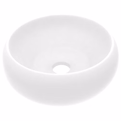 Lavabo rotondo di lusso Lavabo da tavolo Lavabino Bagno Cucina Spogliatoio Casa Interno 40 x 15 cm Bianco Opaco Ceramica 02_0002740