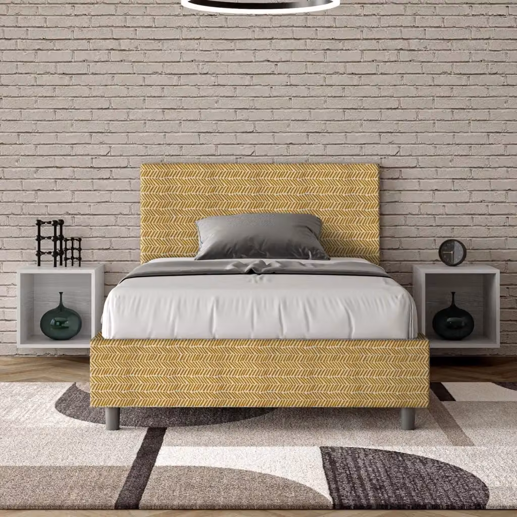 Letto 1 Piazza e Mezzo Adele Aragona GIORDANOSHOP Giallo L: 135 cm, P: 222 cm, H: 106 cm – 2