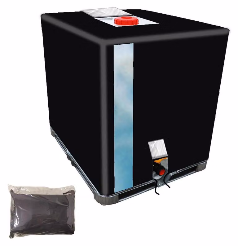 Copertura per serbatoio IBC da 1000 litri, colore nero, impermeabile, realizzata in tessuto Oxford 420D con oblò