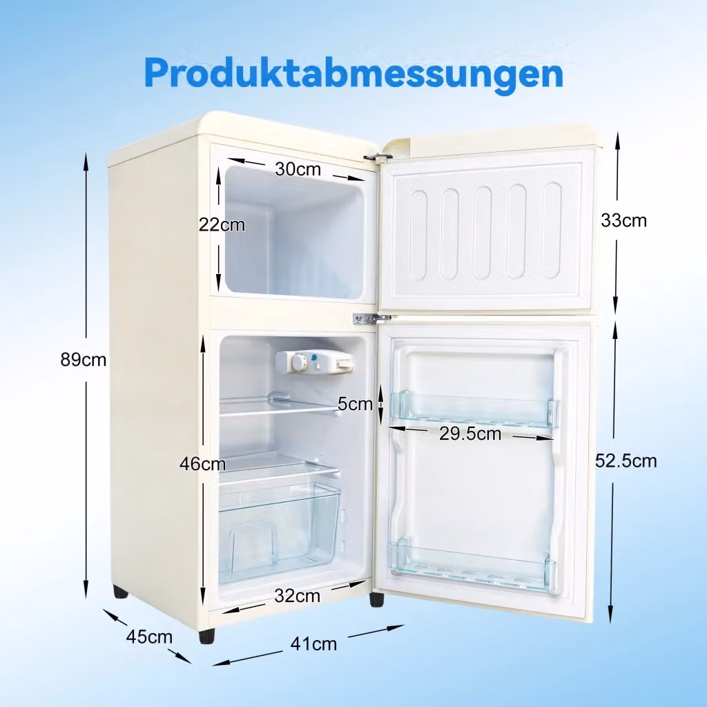 Frigorifero a doppia porta Minimal bianco da 60L con doppia zona di raffreddamento, regolazione temperatura a 7 livelli, classe energetica E, luce LED interna e ripiani regolabili – 2