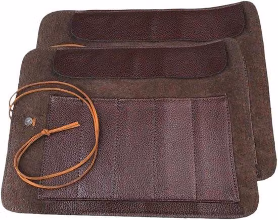 Borsa portaoggetti da fiera marrone 28x20 cm in pelle