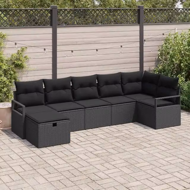 Set di divani 7 pz Nero polyrattan 3359202