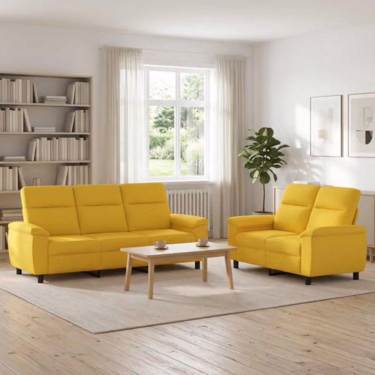 Set di 2 divani moderni vidaXL in tessuto giallo con struttura in metallo per il tuo soggiorno