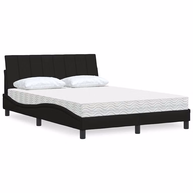 Letto con Materasso Hanko vidaXL in Tessuto Nero L/P: 140 x 200 cm