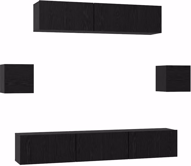 Set mobile TV 7 pz | Armadietto TV | Mobile Porta TV Rovere Nero Legno multistrato