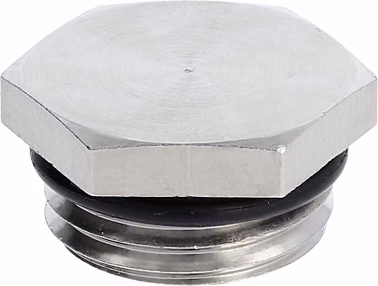 Tappo cieco PG9x1,41 MBS-09 esagonale incl. O-ring ottone (CuZn) nichelato lunghezza filettatura 6,0 mm - 1 pezzo