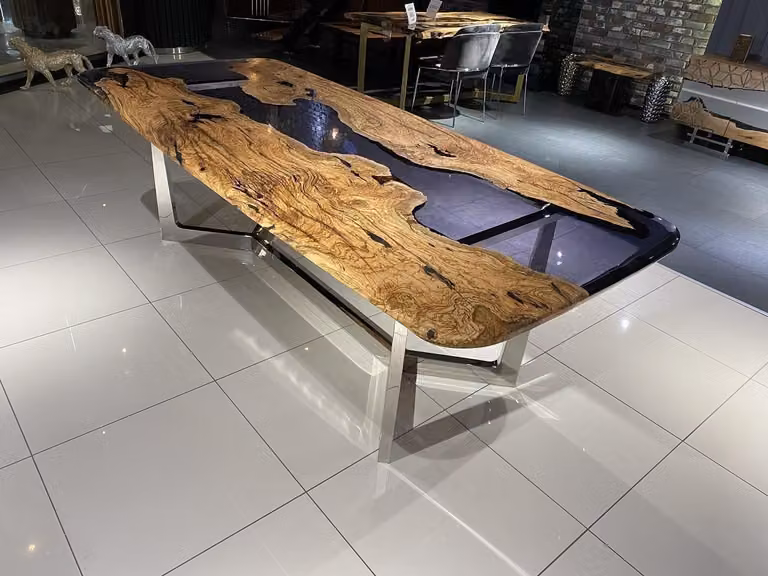 Esstisch Epoxidharz Küchentisch Esszimmertisch Tisch 240 cm Holz Braun