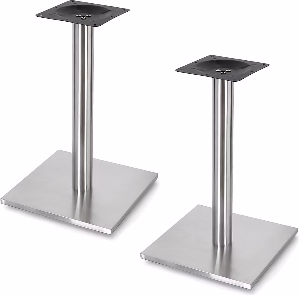 Melko Colonna da tavolo Gamba per mobili Acciaio inox Slitta Supporto per scatole - 2x Colonna da tavolo Base angolare