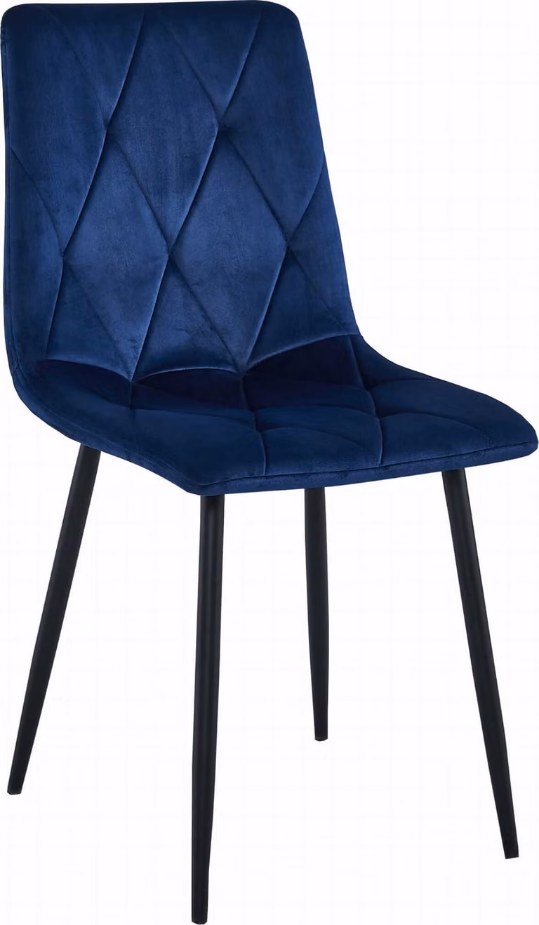 Sedia LIBRA Valora, velluto blu navy, gambe nere x1 | Sedia blu navy con una sorprendente base nera per case moderne